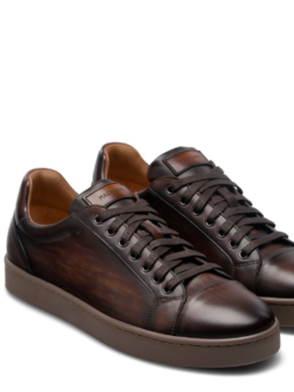 Magnanni Caitin Lo Men's Leather Sneakers Brown Calfskin, Size 9.5 EUC